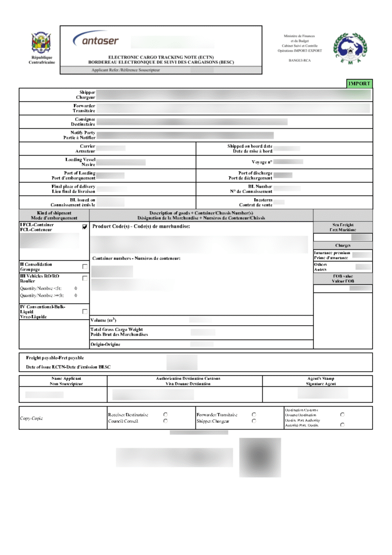 Central African Republic ECTN Example