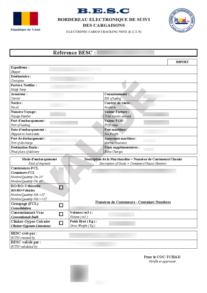 Chad ECTN Certificate Example